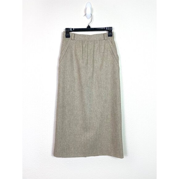 Escada Wool Vintage Midi Pencil Straight Skirt Tan Size 36 Small - Picture 1 of 7
